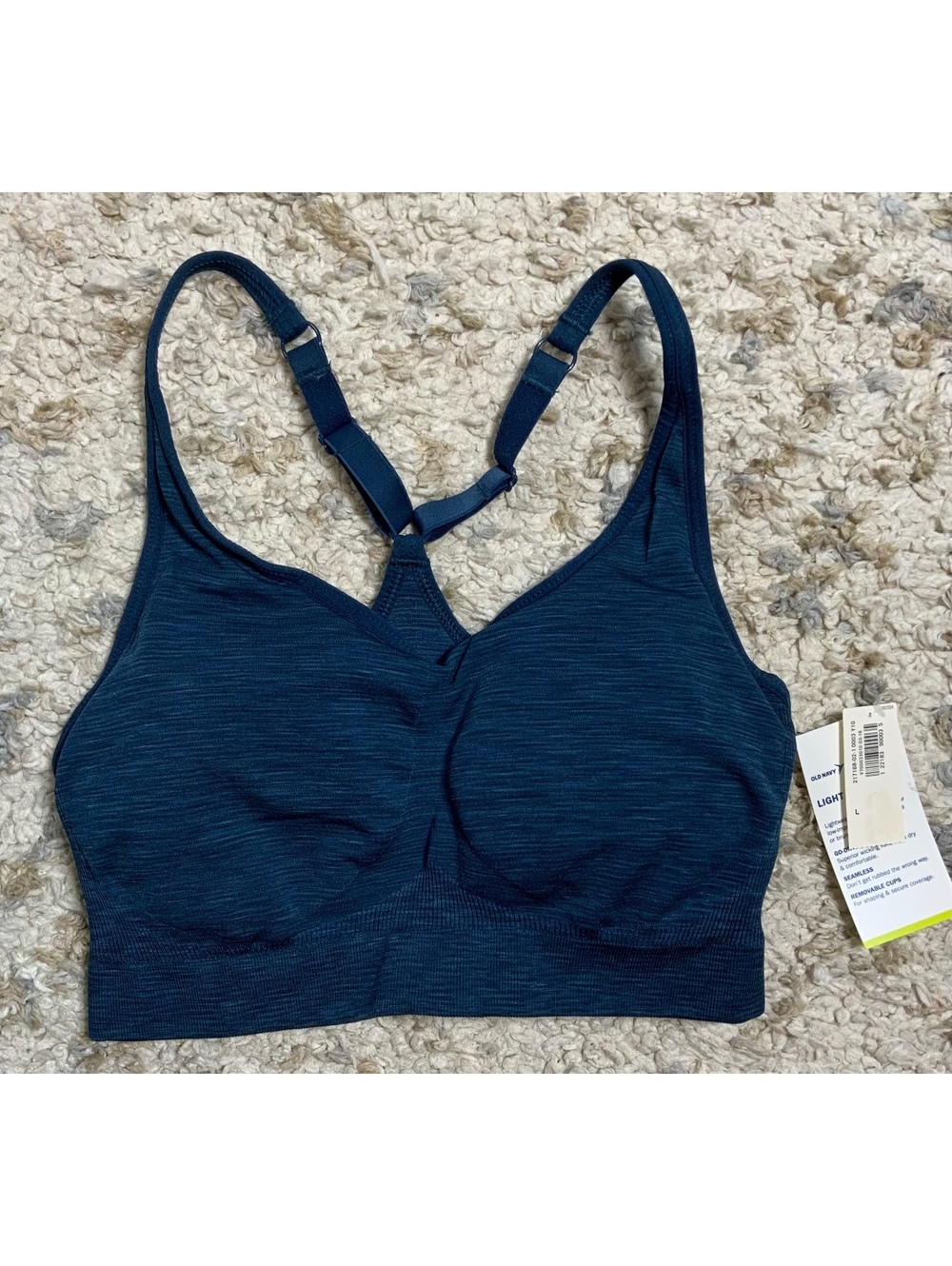 Old Navy Active Lightweight Support Sports Bra in Navy Blue, Size Large